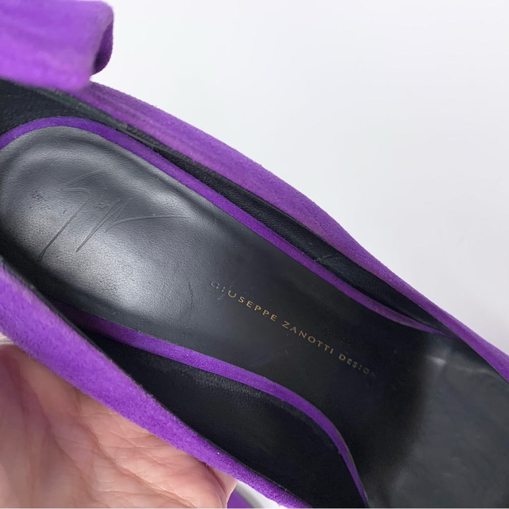 Giuseppe Zanotti Vintage Debra Suede Platform Pumps (Sz EU 39) Bow-Back Purple - Picture 16 of 16